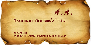 Akerman Annamária névjegykártya